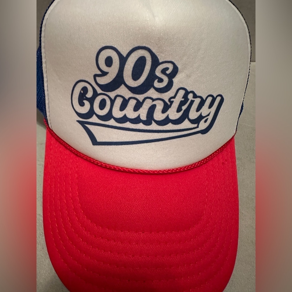 90’s Country Music Trucker SnapBack Foam Hat Red White Blue - Picture 3 of 4